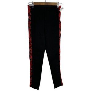 Zara Black Leggings Red Animal Print Side Stripe Women’s Size M